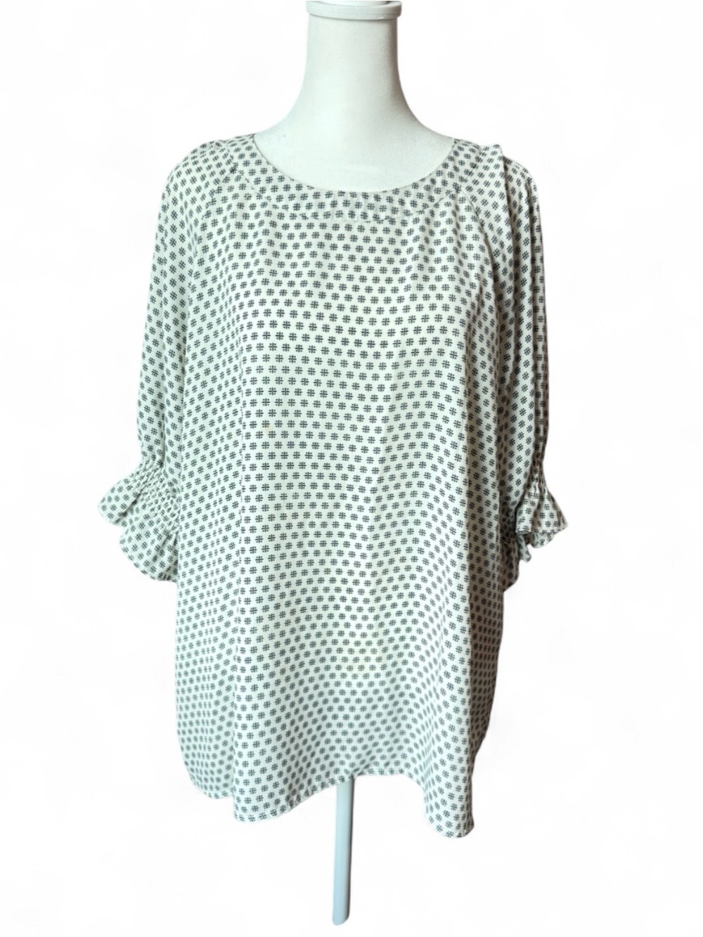 Banana Republic XL Black White Floral Ruffle Sleeve Blouse